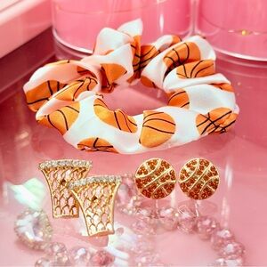 Basketball Scrunchie & Earrings Set